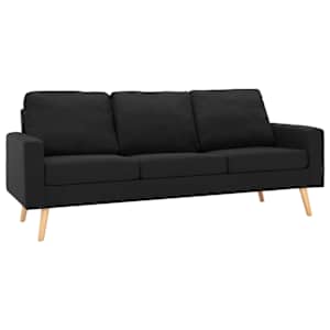 vidaXL Sofa Black Polyester 2-Seater Rectangular Scandinavian