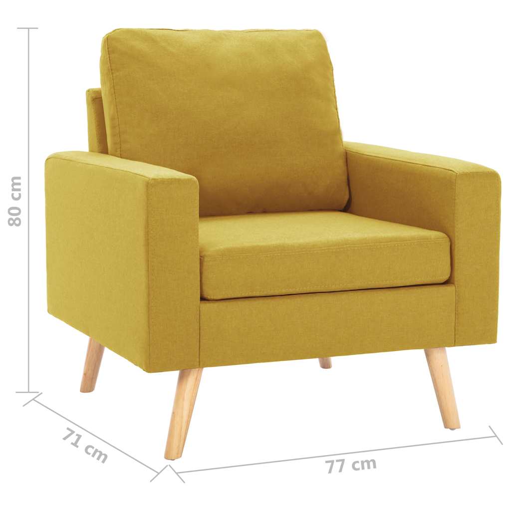 3dílná sedací souprava textil žlutá - obrázek 15