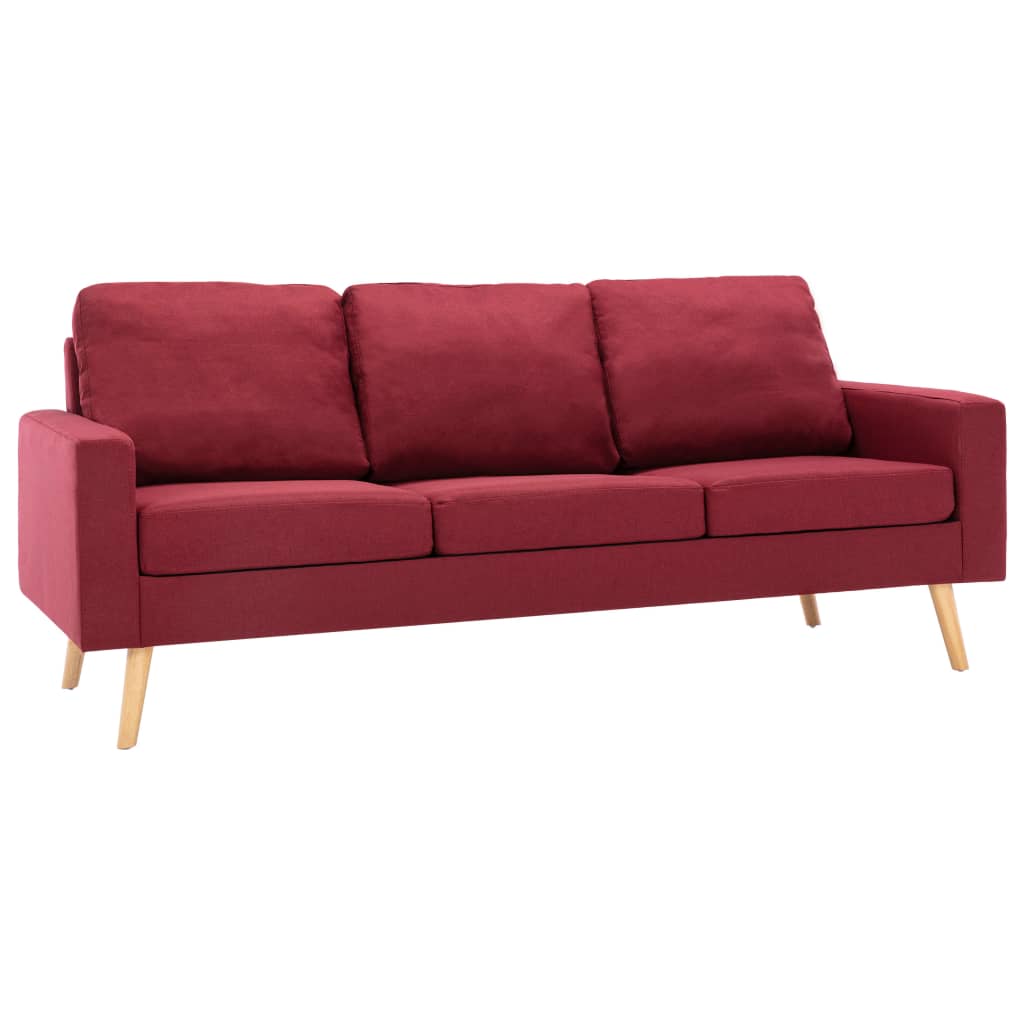 vidaXL 3-daļīgs dīvānu komplekts, vīnsarkans audums