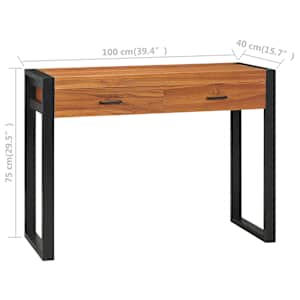 Psací stůl se 2 zásuvkami 100 x 40 x 75 cm teakové dřevo - obrázek 9