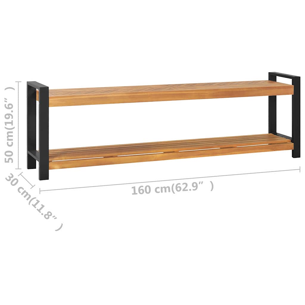 Bench with storage brown 160 X 30 X 50 cm solid teak