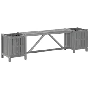 Zahradní lavice se 2 truhlíky 150 cm masivní akácie šedá - obrázek 2
