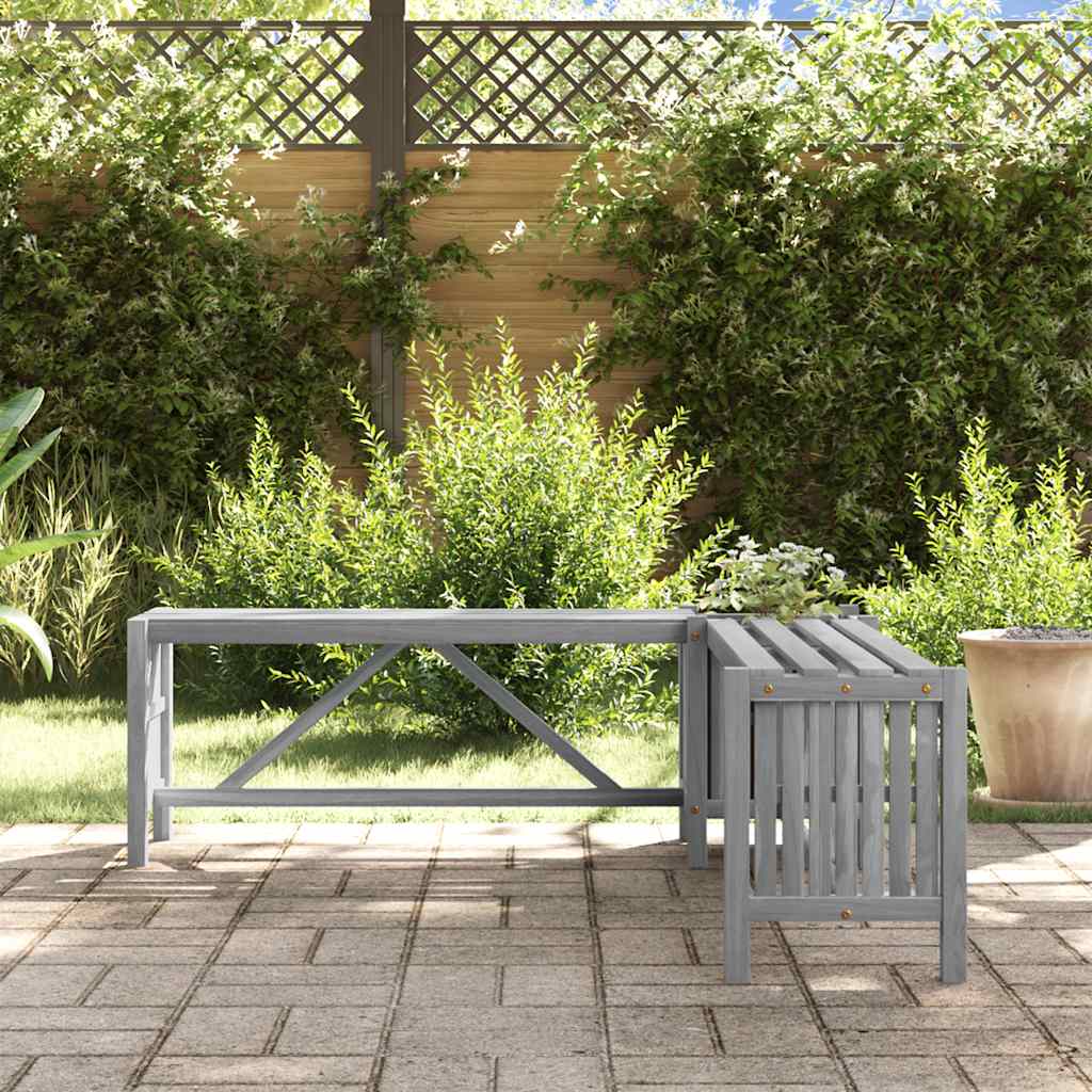 

vidaXL Tuinhoekbank met plantenbak 117 cm massief acaciahout grijs
