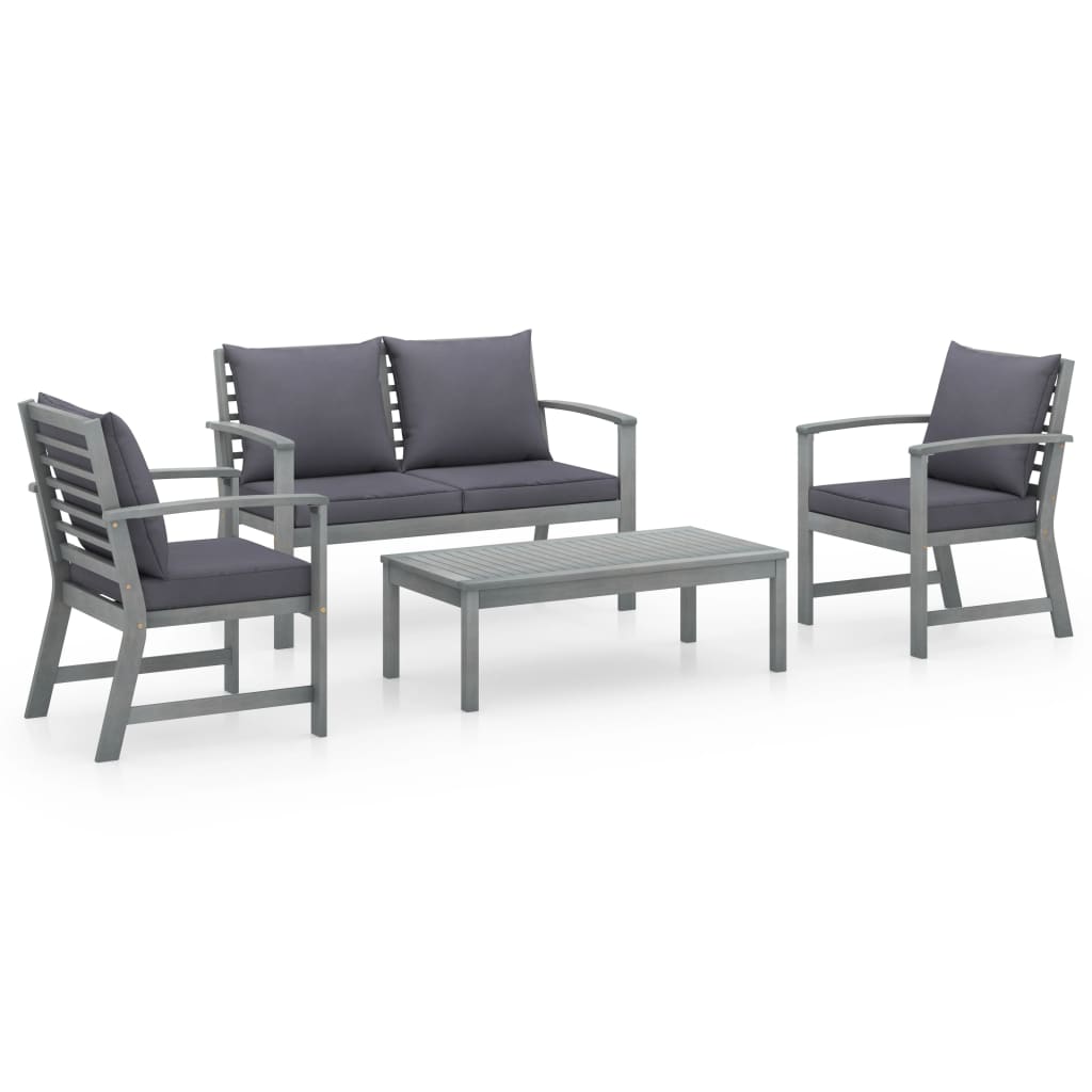 vidaXL 4-tlg. Garten-Lounge-Set mit Auflagen Massivholz Akazie