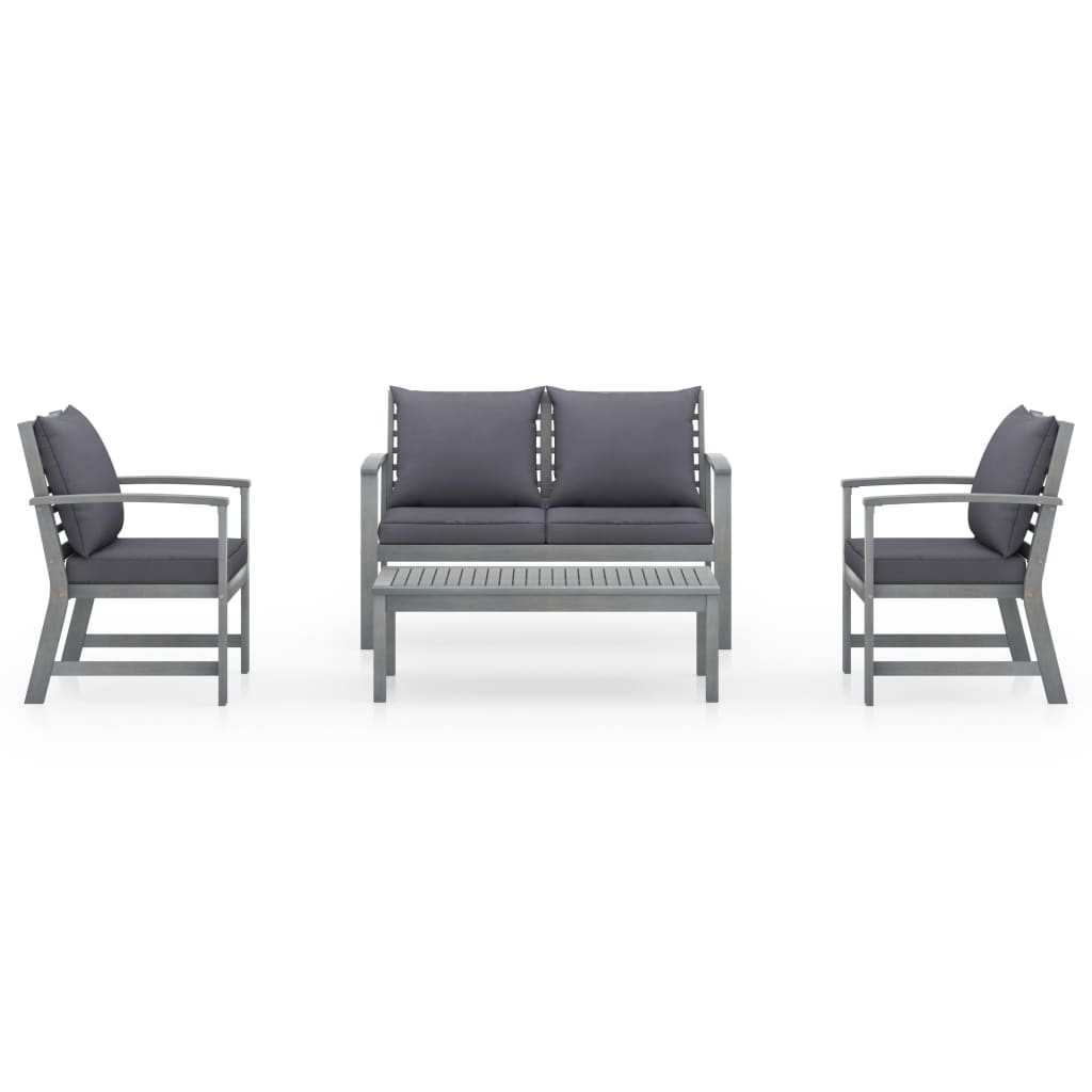 

vidaXL 4-delige Loungeset met kussens massief acaciahout