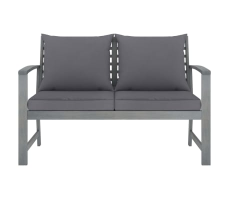 vidaXL dārza sols, 120 cm, tum&scaron;i pelēki spilveni, akācijas masīvkoks