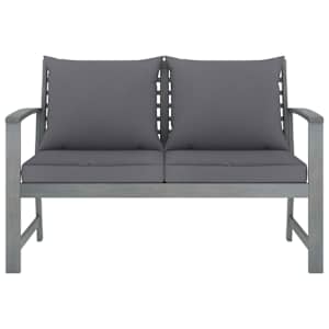 vidaXL dārza sols, 120 cm, tum&scaron;i pelēki spilveni, akācijas masīvkoks