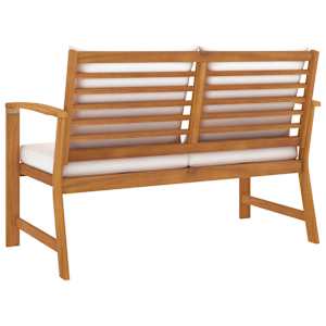 Zahradní lavice 120 cm s krémovou poduškou masivní akácie - obrázek 4