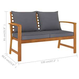 Zahradní lavice 120 cm tmavě šedá poduška masivní akácie - obrázek 6