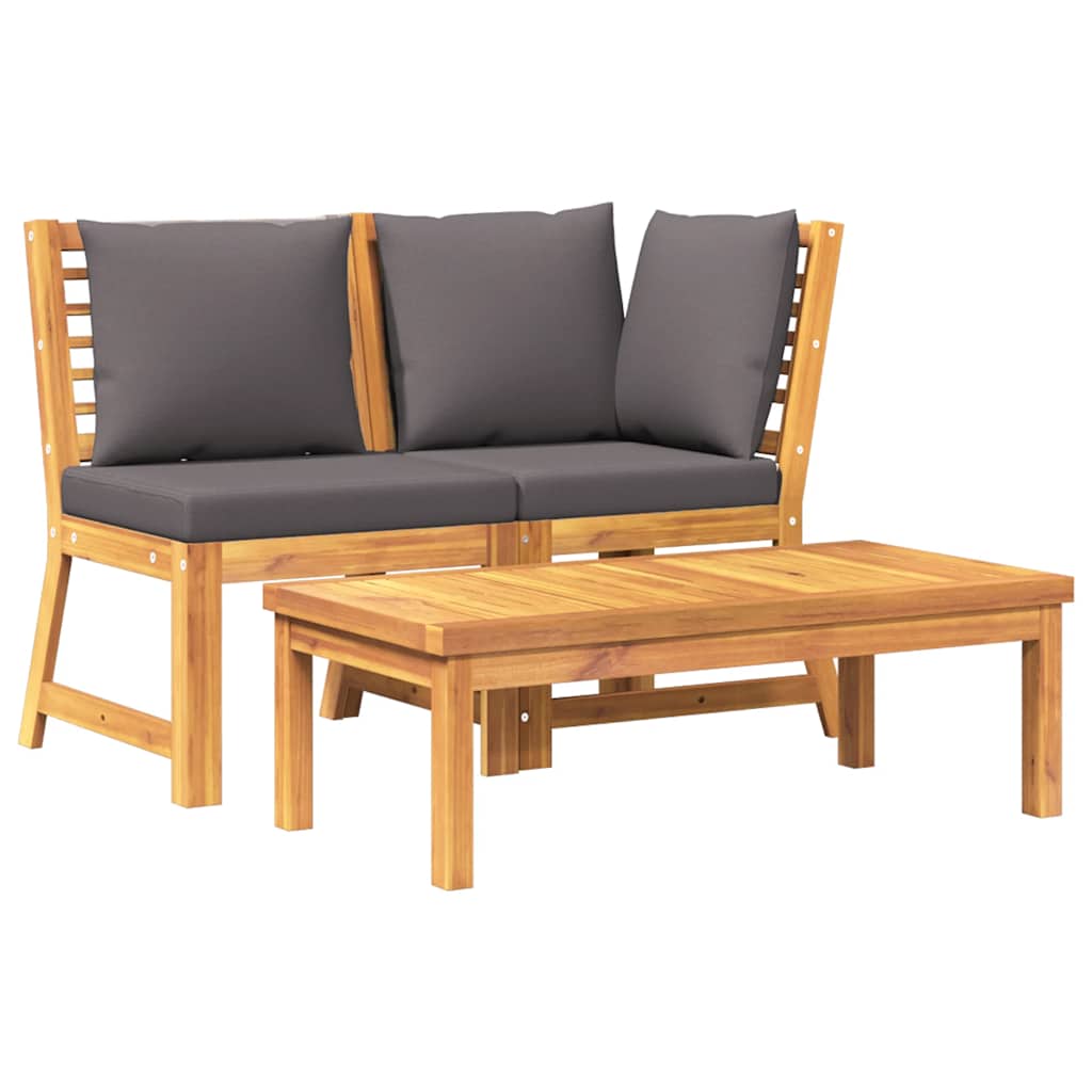Thumbnail - vidaXL 3-tlg. Garten-Lounge-Set mit Dunkelgrauem Kissen Akazienholz