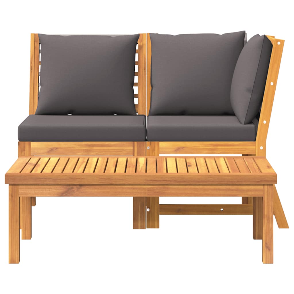 Thumbnail - vidaXL 3-tlg. Garten-Lounge-Set mit Dunkelgrauem Kissen Akazienholz