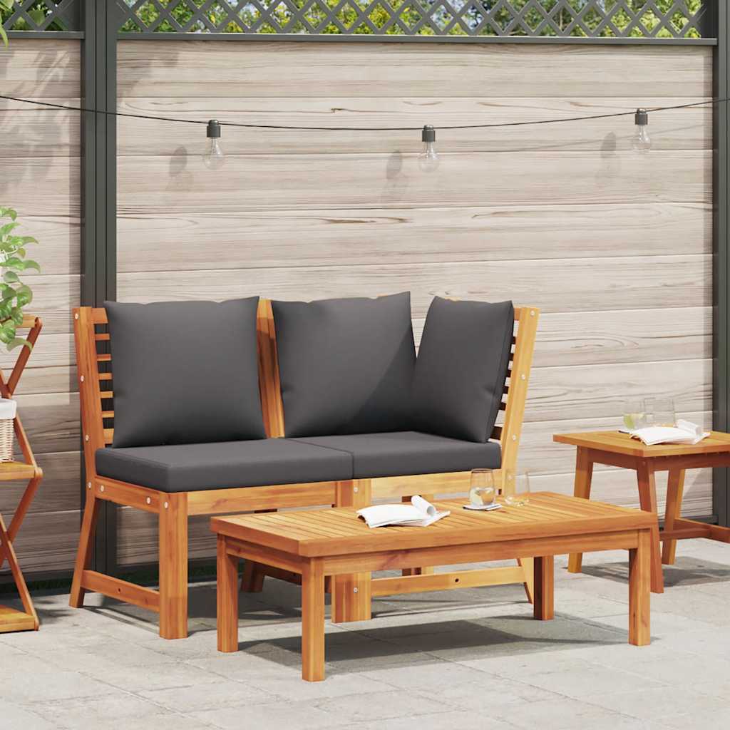 vidaXL 3-tlg. Garten-Lounge-Set mit Dunkelgrauem Kissen Akazienholz