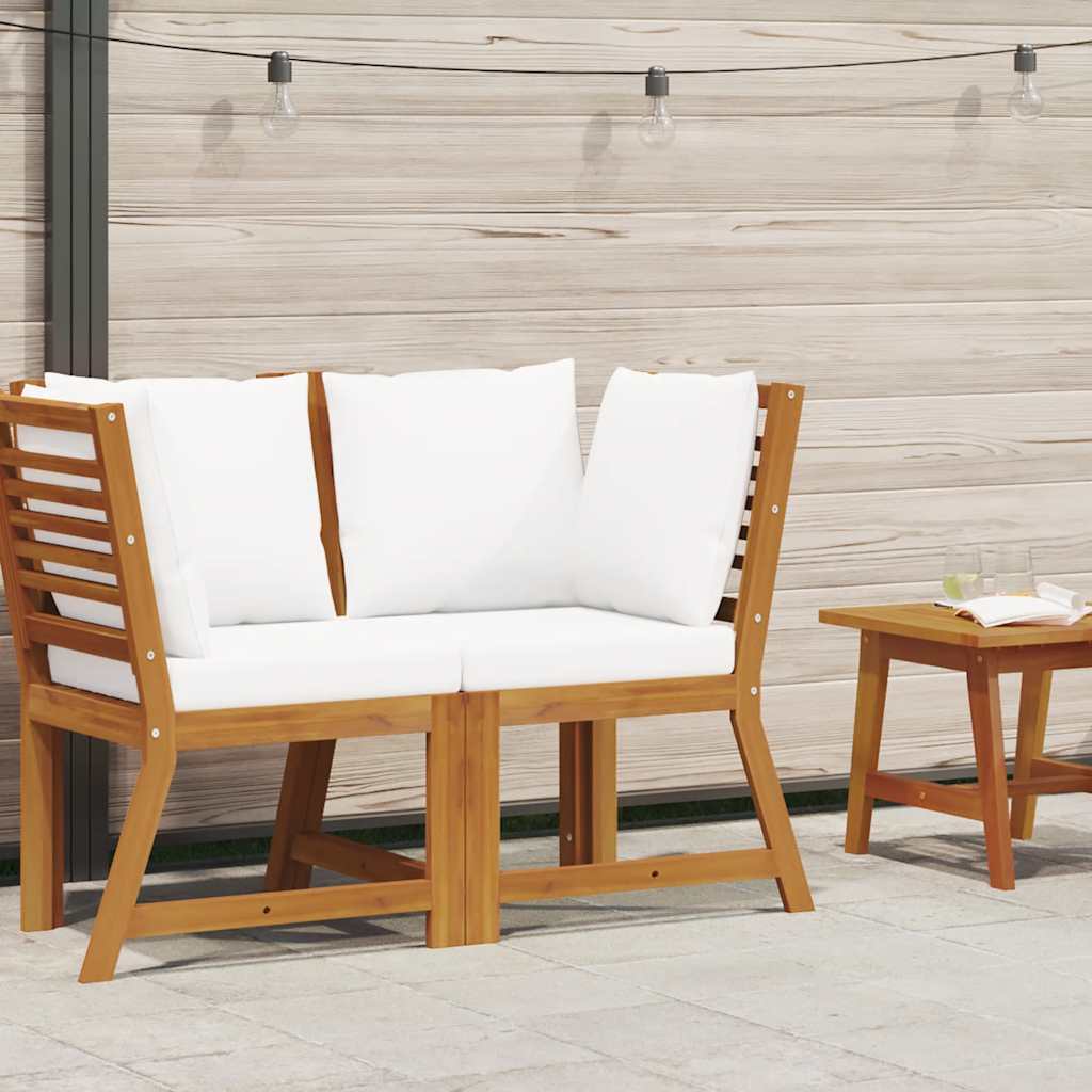 Thumbnail - vidaXL Modular-Ecksofa mit Cremeweißen Kissen Akazie Massivholz