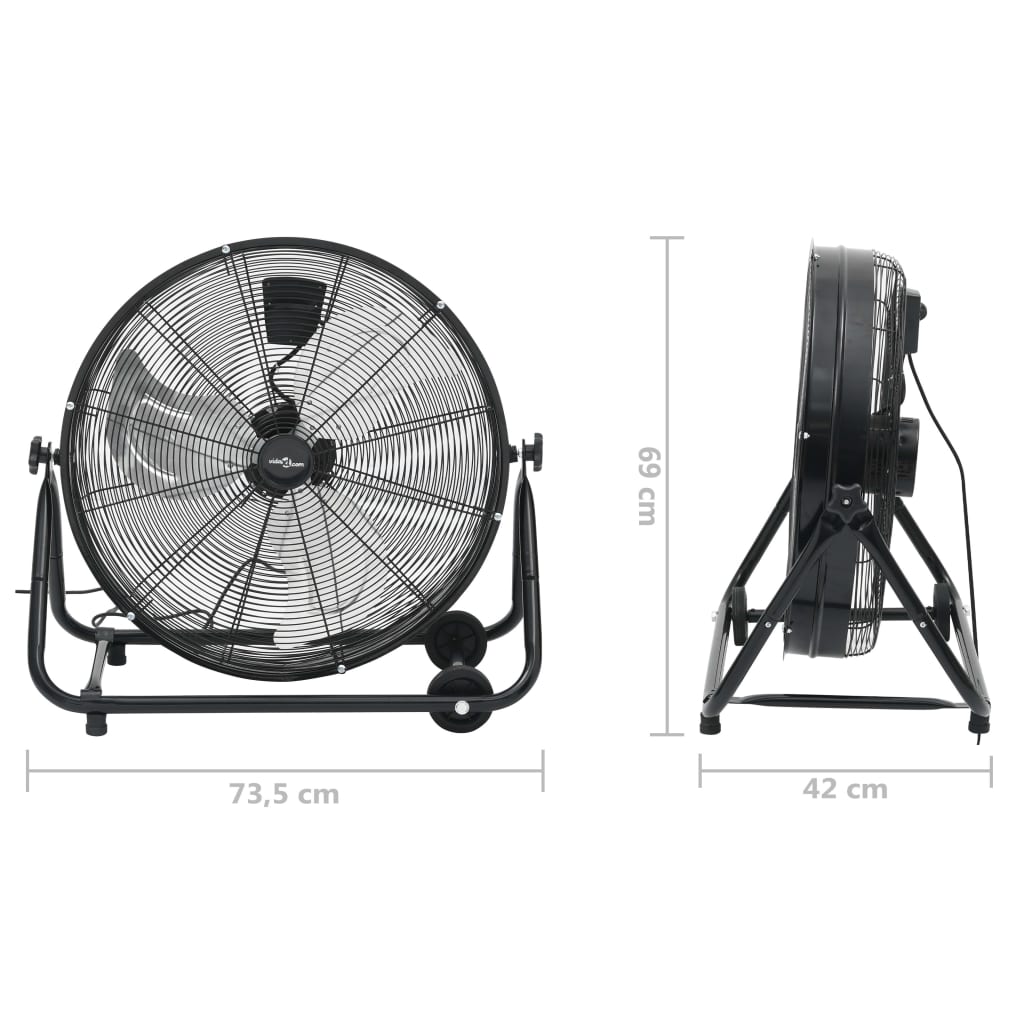 Fekete ipari dobventilátor 60 cm 180 W 