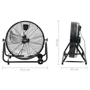 Průmyslový bubnový ventilátor 60 cm 172,5 W černý - obrázek 9