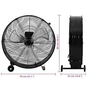 Průmyslový bubnový ventilátor 77 cm 187,7 W černý - obrázek 9