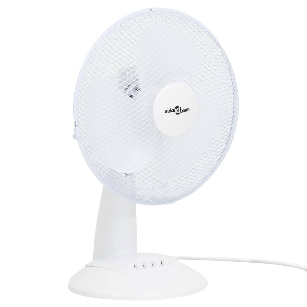 vidaXL Ventilator de masă cu 3 viteze, alb, 30 cm, 40 W