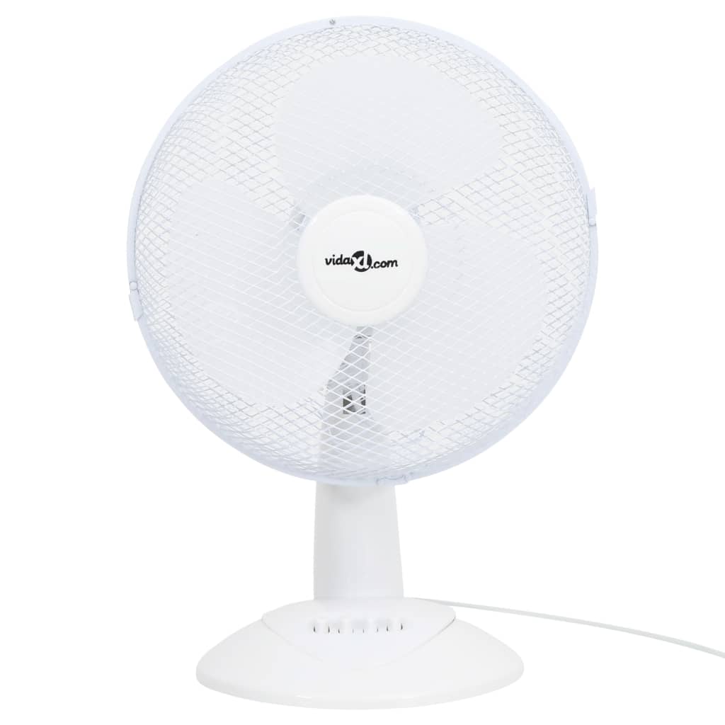 vidaXL Ventilator de masă cu 3 viteze, alb, 30 cm, 40 W