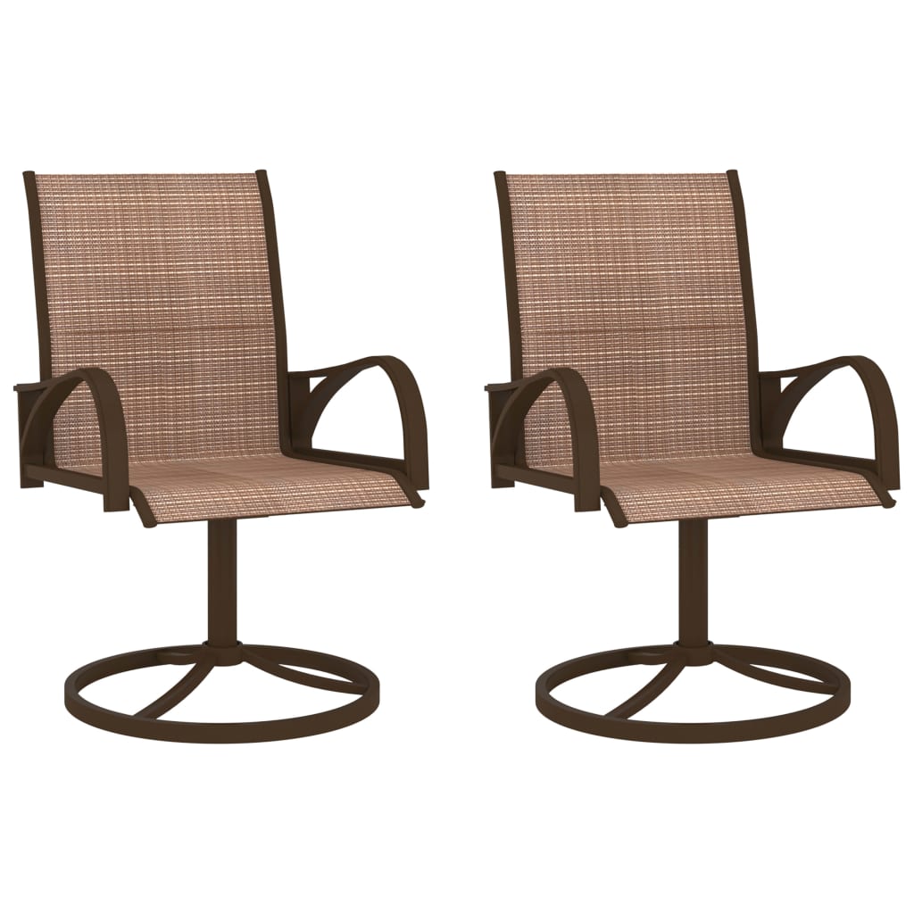 vidaXL Chaises pivotantes de jardin 2 pcs Textilène et acier Marron