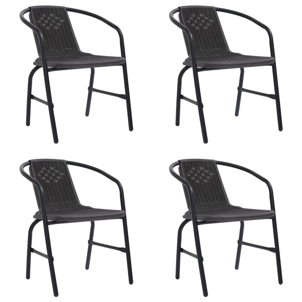 Photos - Garden Furniture VidaXL Patio Chairs 4 pcs Plastic Rattan and Steel 242.5 lb 