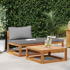 Vrtna sedežna garnitura z blazinami 3-delna trden akacijev les