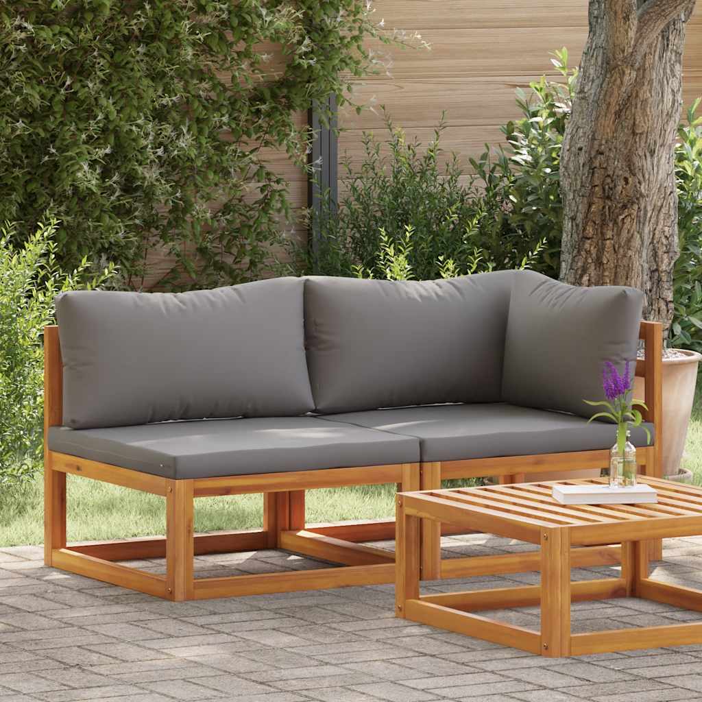 vidaXL Set canapea 2 piese cu perne gri închis, lemn masiv de acacia