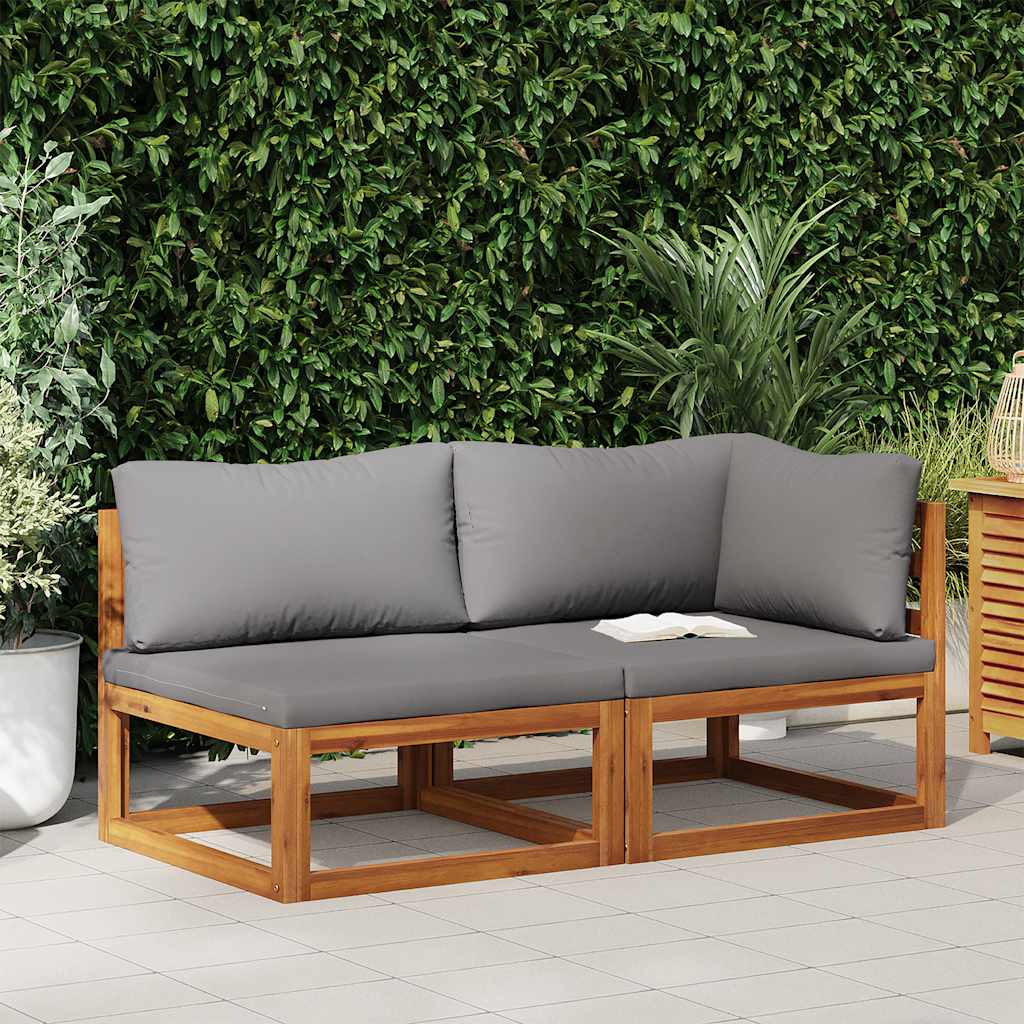vidaXL 2-tlg. Sofa-Set mit dunkelgrauen Kissen Akazie Massivholz