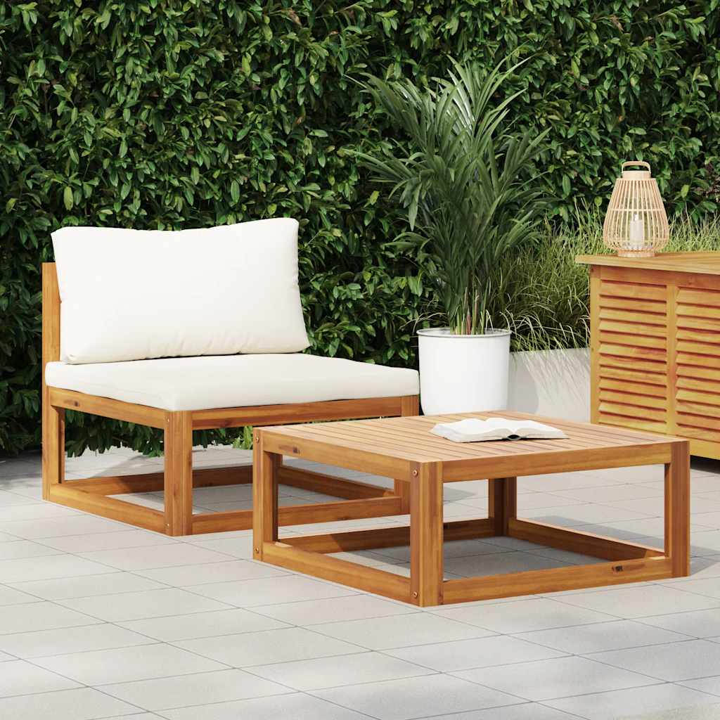 vidaXL 2-tlg. Garten-Sofagarnitur mit Auflage Massivholz Akazie