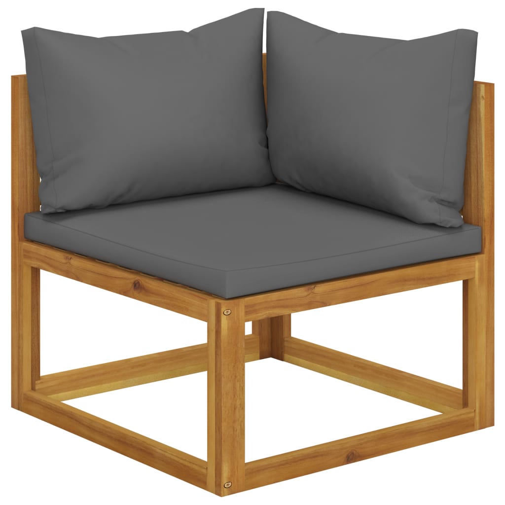 Image of vidaXL Sectional Corner Sofa & Dark Grey Cushion Solid Acacia Wood