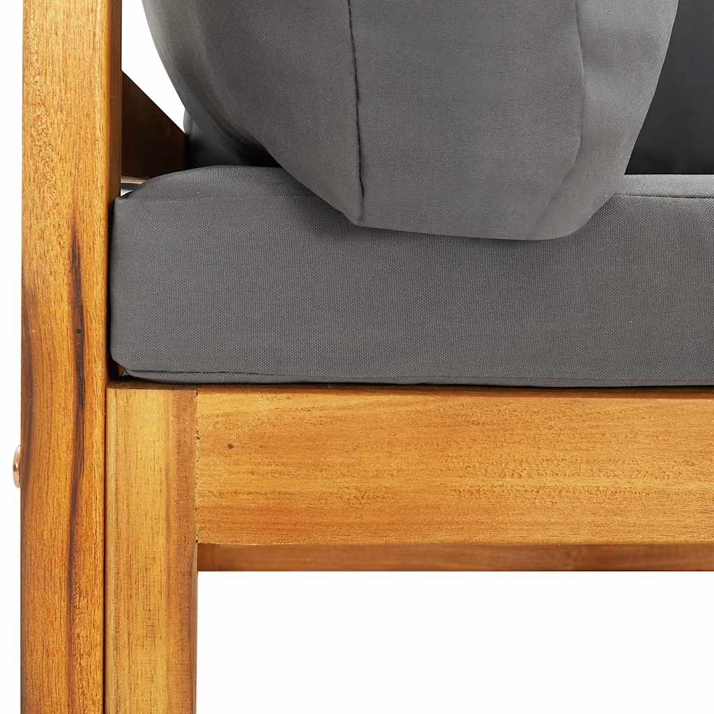 Sekcijski kotni kavč s temno sivo blazino trden akacijev les - slika 7