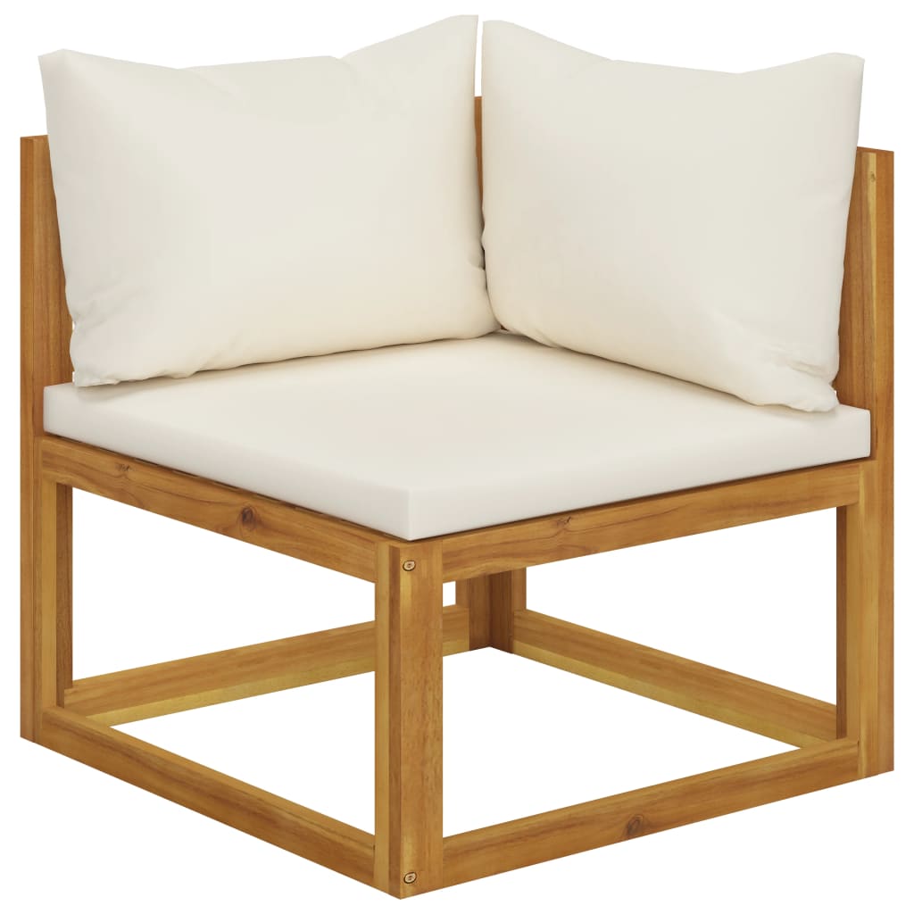 Photos - Garden Furniture VidaXL Sectional Corner Sofa & Cream White Cushion Solid Acacia Wood 