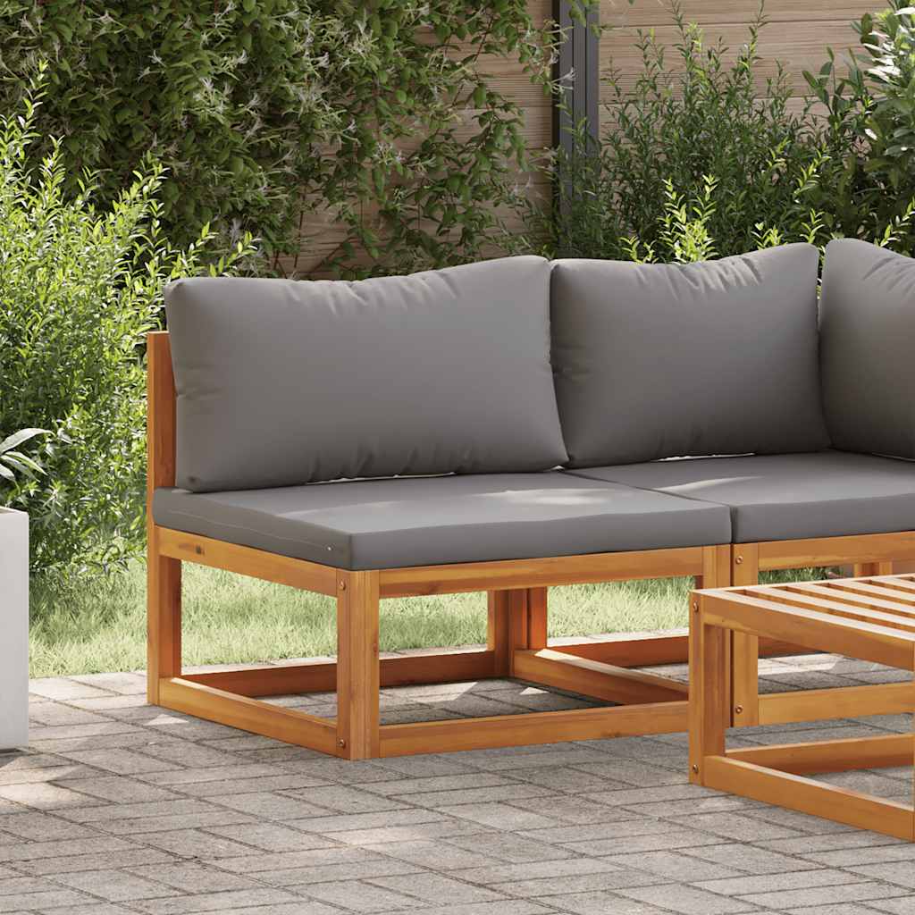 Thumbnail - vidaXL Modular-Mittelsofa mit Dunkelgrauen Kissen Akazie Massivholz