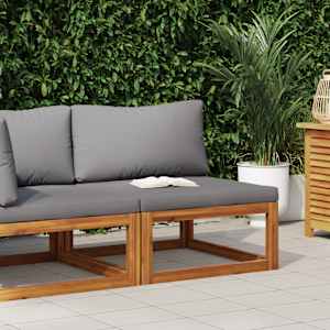 Sekcijski sredinski kavč s temno sivo blazino akacijev les