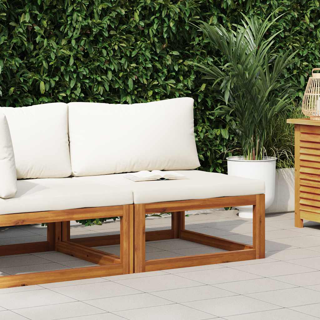 vidaXL Modular-Mittelsofa mit Cremeweißen Kissen Akazie Massivholz