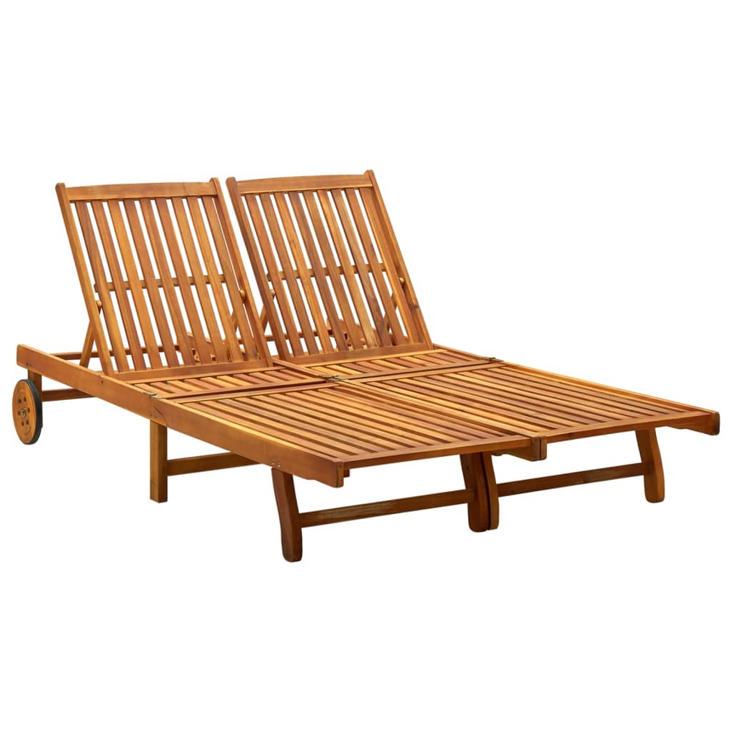 2-Person Sun Lounger Solid Acacia Wood