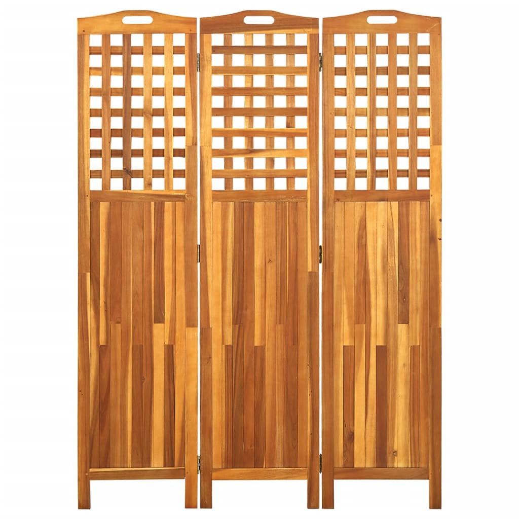vidaXL 3 paneles tömör akácfa szobaelválasztó 121 x 2 x 170 cm
