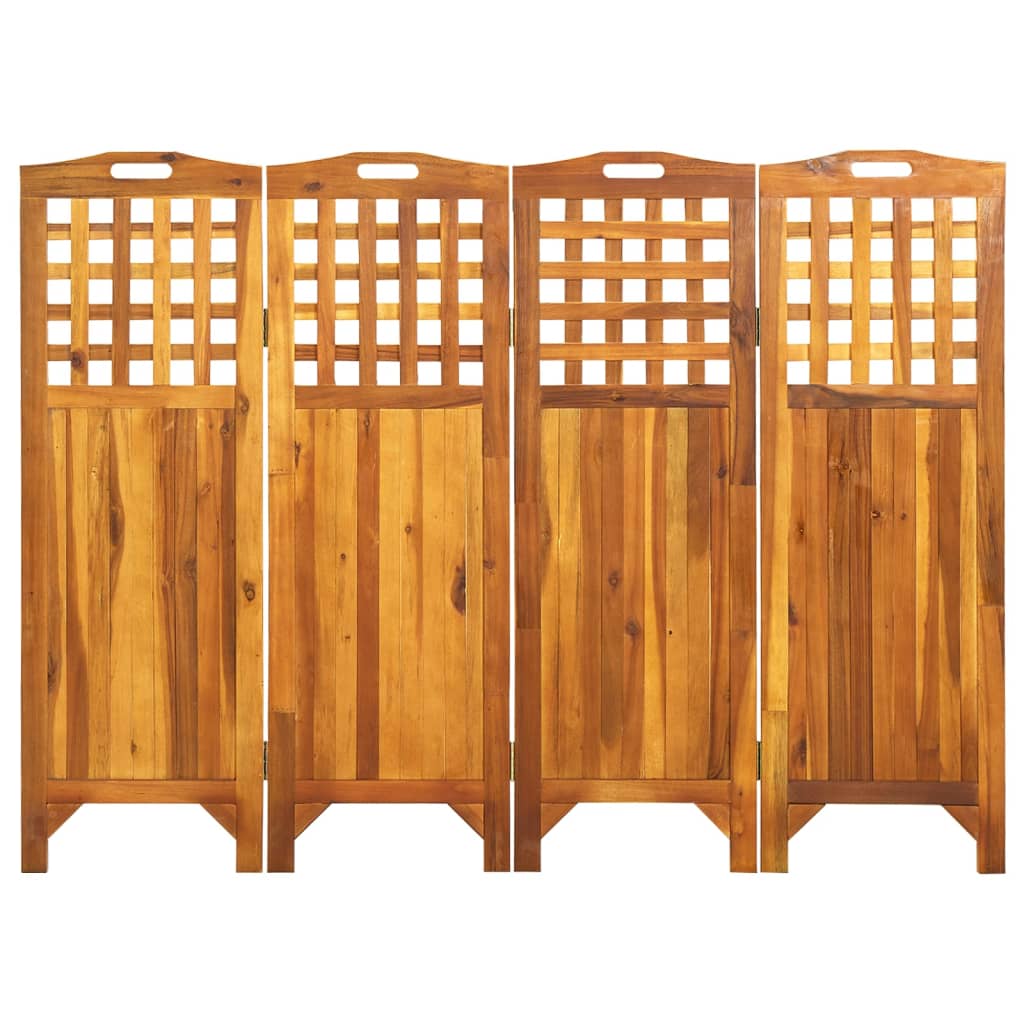 vidaXL Paravan de cameră cu 4 panouri, 161x2x120 cm, lemn masiv acacia