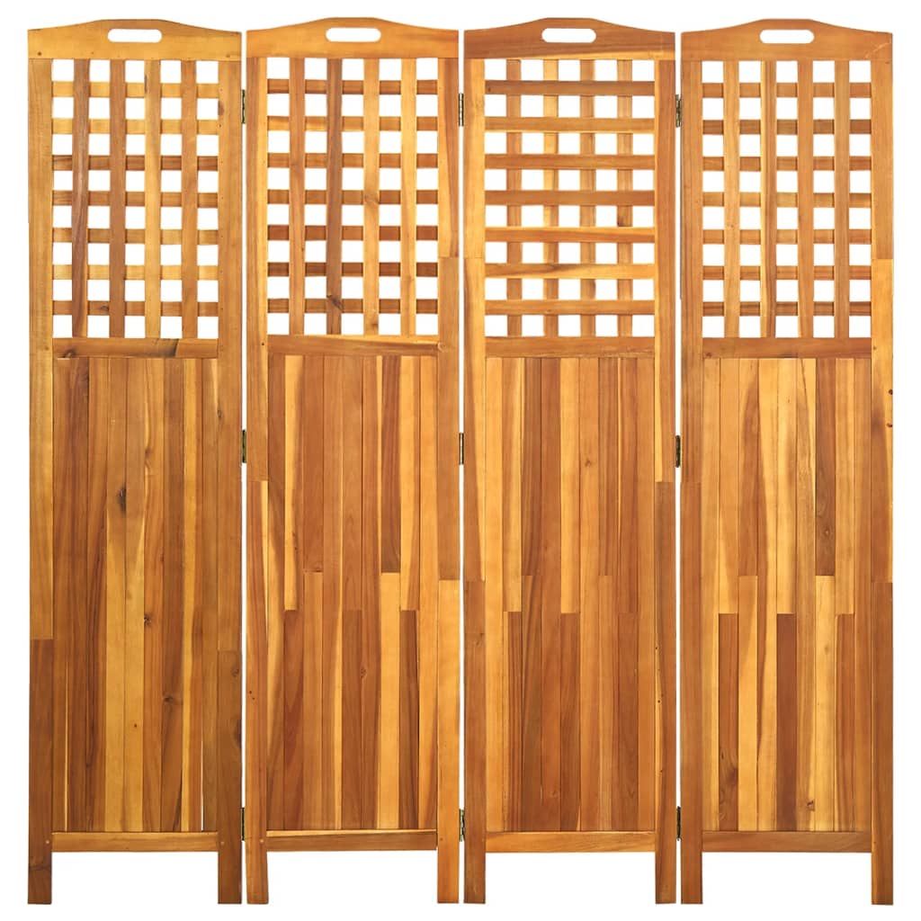 vidaXL 4 paneles tömör akácfa szobaelválasztó 161 x 2 x 170 cm