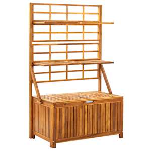 Úložný box s treláží 99 x 55 x 160 cm masivní akáciové dřevo - obrázek 2