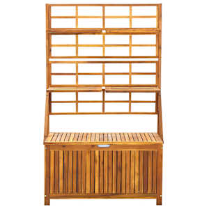 Úložný box s treláží 99 x 55 x 160 cm masivní akáciové dřevo - obrázek 3