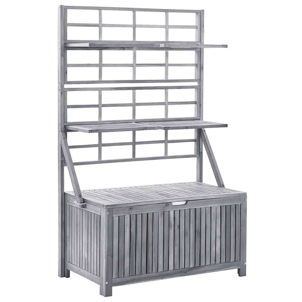 vidaXL Úložný box s treláží šedý 99x55x160 cm masivní akáciové dřevo