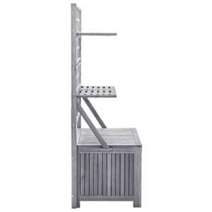 Úložný box s treláží šedý 99x55x160 cm masivní akáciové dřevo - obrázek 4