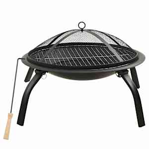 vidaXL kaks &uuml;hes tulease ja grill, 56x56x49 cm, teras