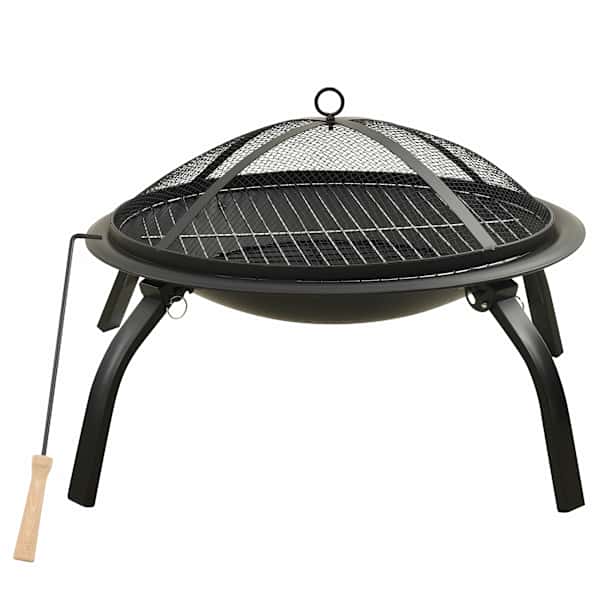 vidaXL kaks &uuml;hes tulease ja grill, 56x56x49 cm, teras