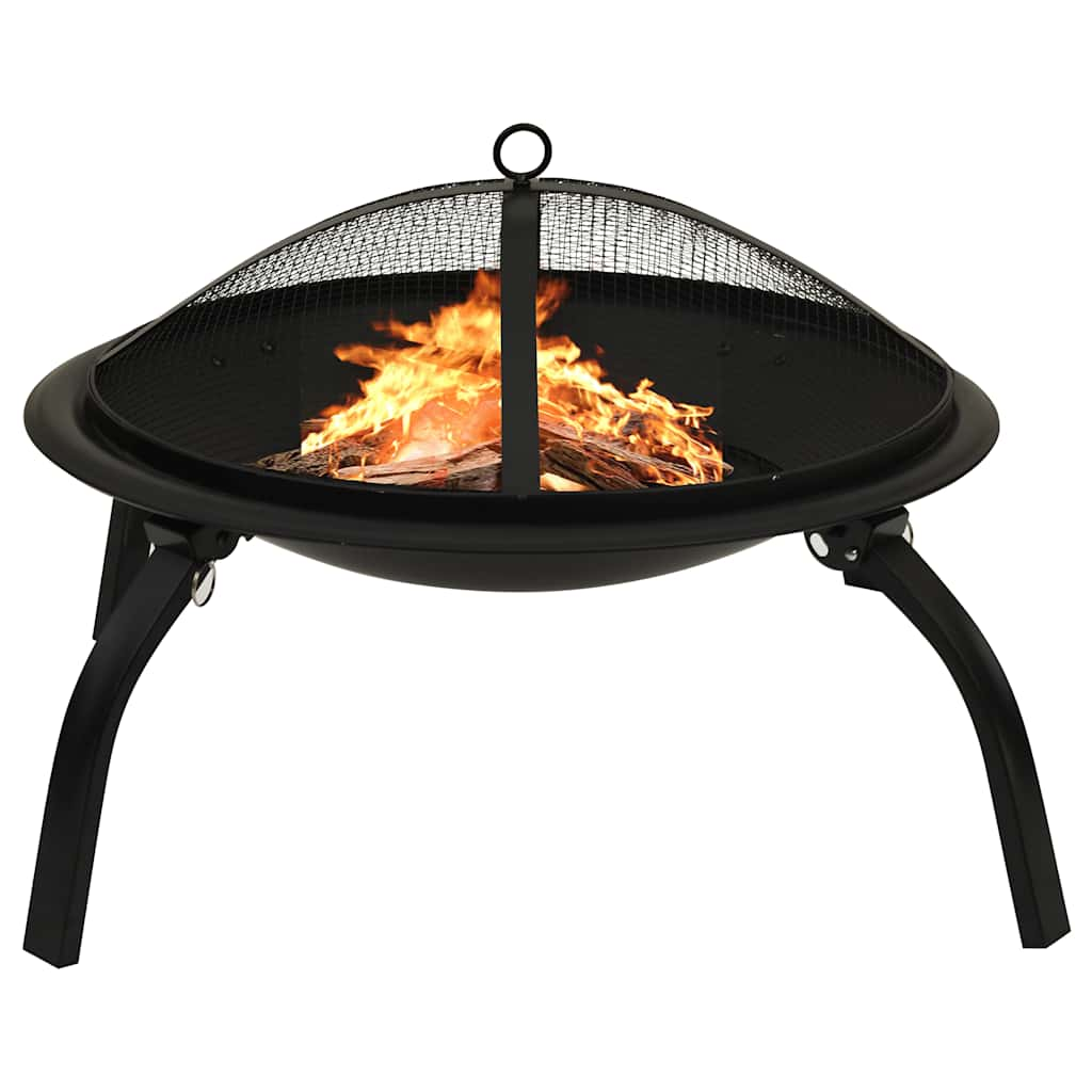 vidaXL 2-in-1 Feuerstelle und Grill mit Schürhaken 56x56x49 cm Stahl