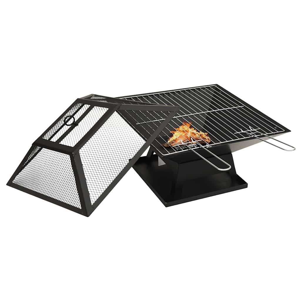 

vidaXL Vuurplaats en barbecue 2-in-1 met pook 46,5x46,5x37 cm staal