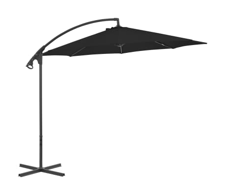 vidaXL Cantilever Umbrella with Steel Pole 300 cm Black