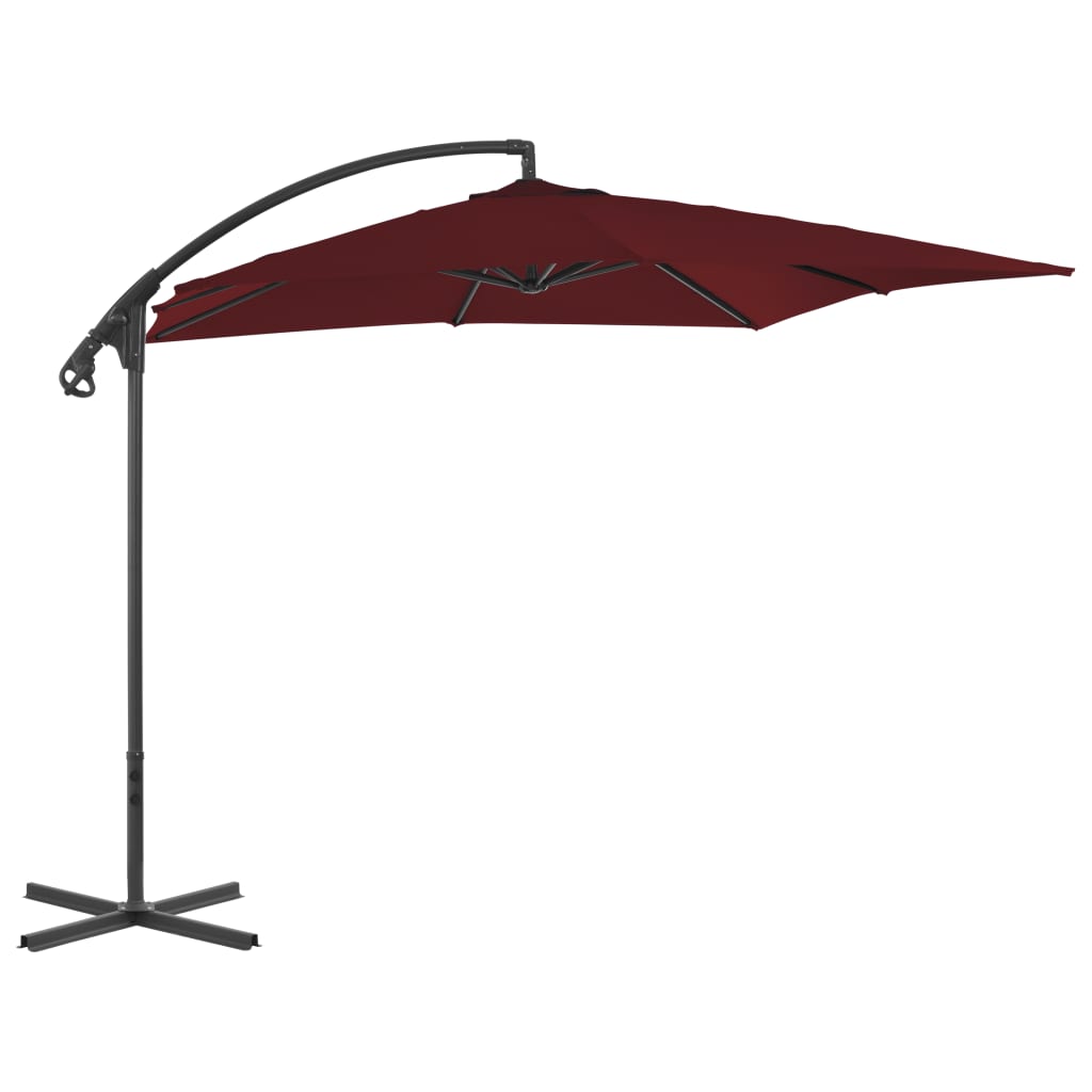 vidaXL Umbrelă în consolă cu stâlp din oțel, roșu vin, 250x250 cm