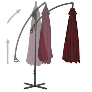 Boční zahradní slunečník s ocelovou tyčí 250 x 250 cm bordó - obrázek 2