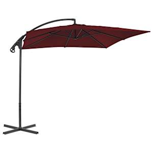 Boční zahradní slunečník s ocelovou tyčí 250 x 250 cm bordó - obrázek 3